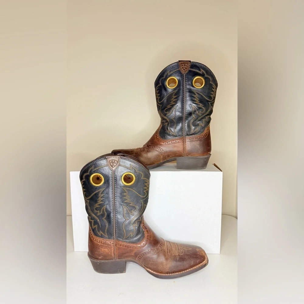 Brown and Black Western Boots Sz 5.5